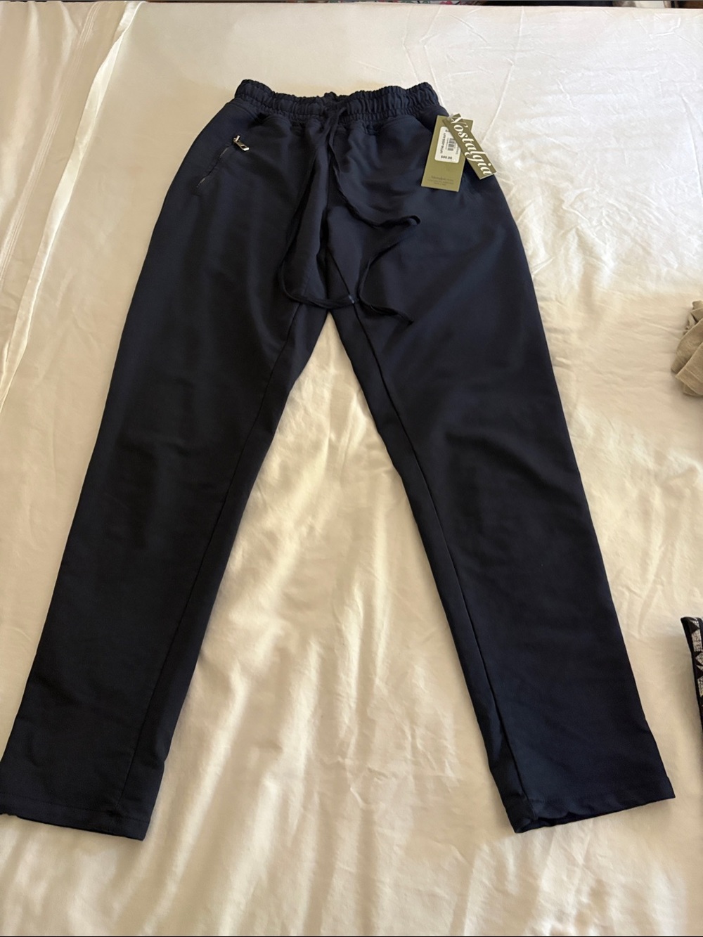 Nostalgia Navy Cropped Drawstring Pants
